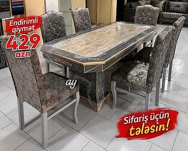 diktler: Qonaq otağı üçün, Yeni, Açılmayan, Dördbucaq masa, 6 stul — 1