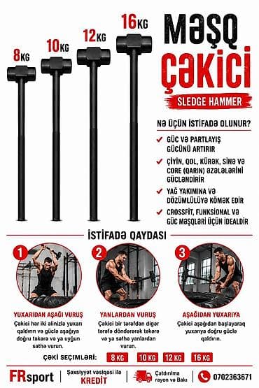 💥 məşq çəkici, grosfit çəkici ✅ 7/24 əlaqə saxlaya bilərsiz. ✅