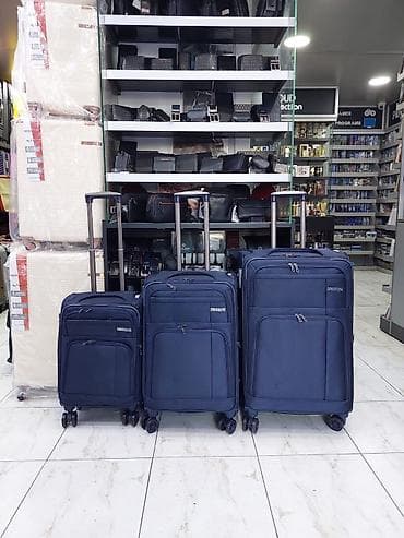 fit: Məhsul: 3-lü tekstil çamadan dəsti – təkərli, teleskopik tutacaqlı — 1