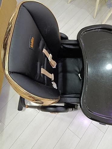 Kidilo uşaq yemək stulu - Rəng: qara, qızılı detallarla - Təkərlidir — 2