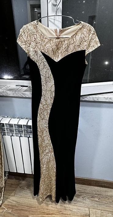 Qadın gecə/libas paltarı - Rəng: qara və qızılı - Model: Uzun — 1