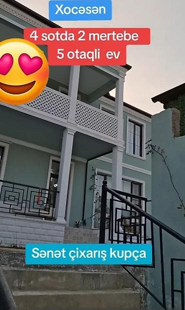 50 m2 ofislər: Xocəsən – 4 sot torpaq sahəsində 2 mərtəbəli, 5 otaqlı ev. - Geniş — 3