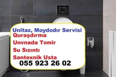 Unitaz Quraşdırma Servisi. Rakovina, Moydodır, Bidə, Smesitel, Arko