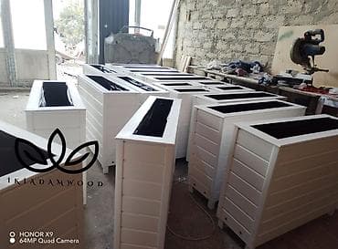 otaq bitkisi: Ağ rəngdə dekorativ taxta çiçək yeşikləri Salam hər vaxtınız xeyir — 2