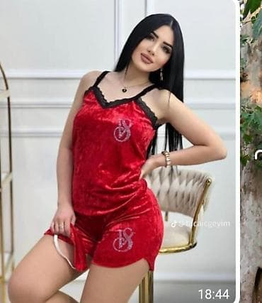 Gecəliklər: Bardovu məxməri qadın pijama dəsti - İki hissədən ibarət: nazik — 1