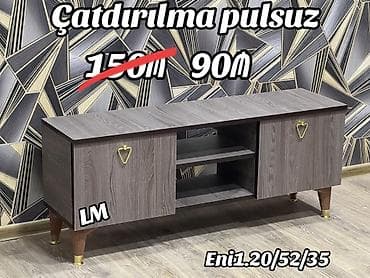 kitab refi: TV STEND / TV altı Qiymət: 90₼ Ölçü: en 1.20 m x hündürlük 52 sm x — 1