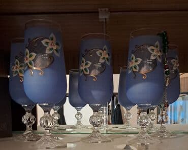 Mətbəx aksesuarları: Qədəhlər, rəng - Göy, Şüşə, 6 ədədli dəst — 2