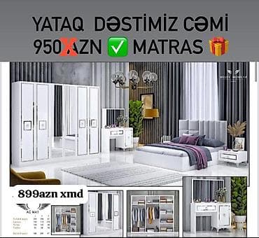 yataq dəsi: Ağ rəngdə modern yataq dəsti Tərkib: - 6 qapılı geniş qarderob: orta — 1