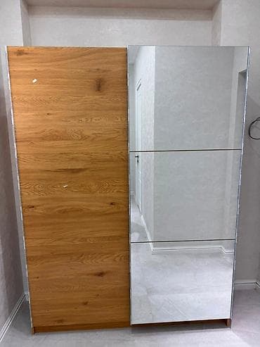 Yeni, 2 qapılı, Güzgülü, Qəhvəyi, Taxta, Kupe, Düz dolab — 4