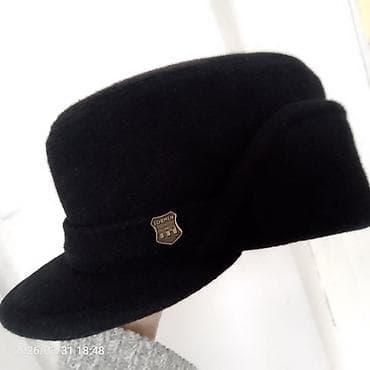 usta geyimi: Qara “FORMEN” şapka - Klassik dizaynlı, qabağı qısa kənarlı model - — 1