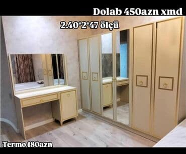 мебель для спальни: Klassik üslubda yataq otağı dəsti elementləri: - 4 qapılı böyük şkaf — 1