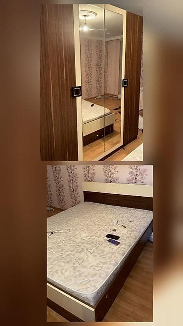 2 двери, С зеркалом, Коричневый, Дерево, Купе, Прямой шкаф — 1