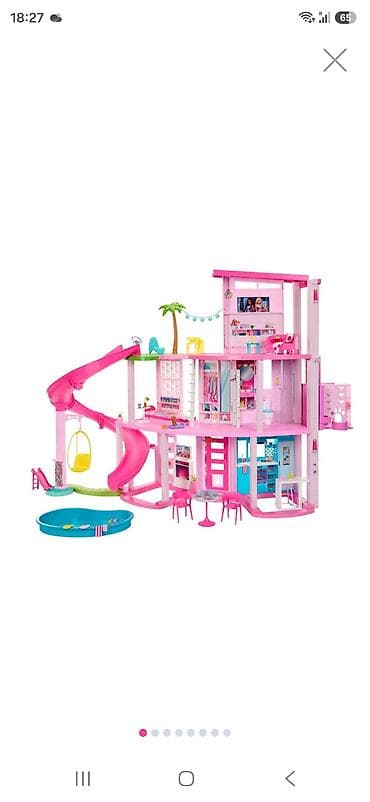 deri plas: Barbie temalı 3 mərtəbəli oyunca ev dəsti - Parlaq çəhrayı-ağ — 1