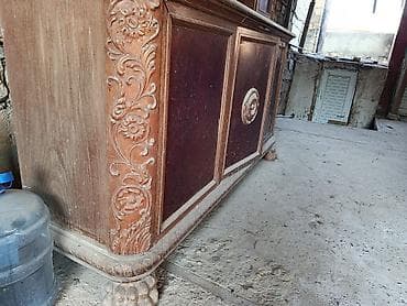 antika şamdanlar: Antik vitrin-bufet şkaf - Material: tam ağac konstruksiya, üzərində — 3