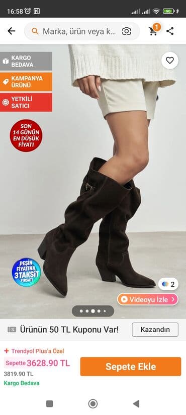 kişi üçün qırmızı çəkmələr: Uzunboğaz, Ölçü: 37, rəng - Qəhvəyi, Yeni — 3