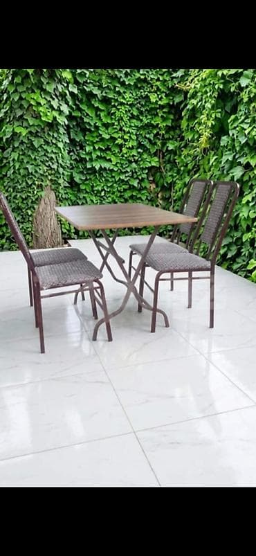 Restoran mebeli: Kafe üçün stol-stul dəsti. 7 ədəd MDF (su götürməyən, keyfiyyətli) — 6