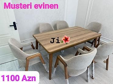 alet desti: Qonaq otağı üçün, Yeni, Açılmayan, Dördbucaq masa, 6 stul — 1