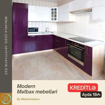 metbex mebeli gence: Sifarişlə mətbəx dəsti, Mat laminat, Kredit var, Pulsuz çatdırılma — 12
