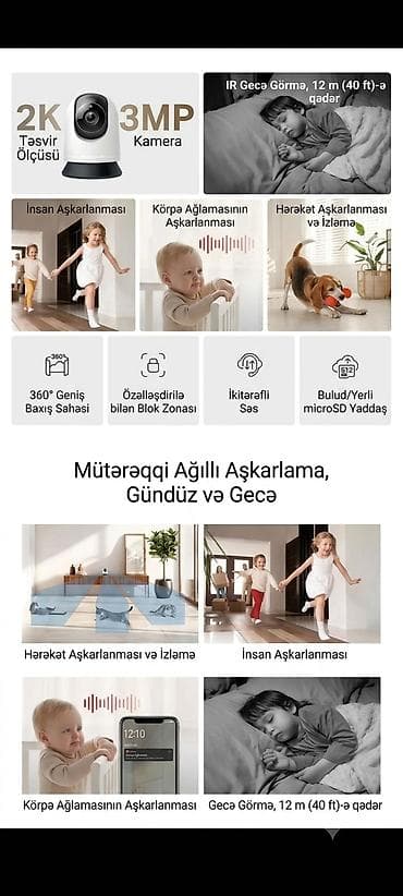 Mercusys MC210 Pan/Tilt Home Security Wi‑Fi Kamera - 2K (QHD) görüntü — 5