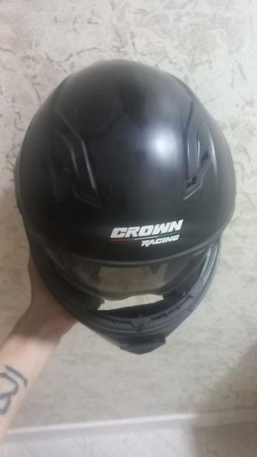statır: Crown Racing tam üzlü motosiklet dəbilqəsi - Rəng: mat qara - — 6