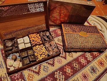 Şamdanlar: Şərq üslublu zərif hədiyyə qutusu – seçmə şirniyyat və quru meyvə — 3