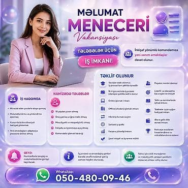 💼✨ Tələbə Xanımlar Üçün İş İmkanı ✨💼 🌸 İnkişaf yönümlü komandamıza lalafo.az -da 💼✨ Tələbə Xanımlar Üçün İş İmkanı ✨💼 🌸 İnkişaf yönümlü komandamıza