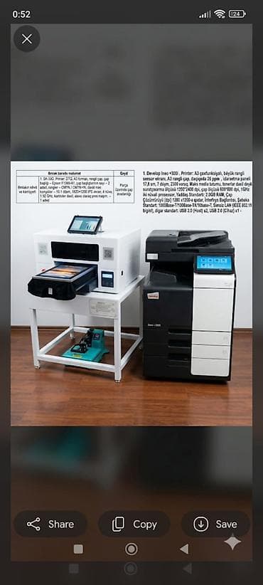 Kserkopiya,printer,köynək baskı aparat və s, stol stullar əlavə