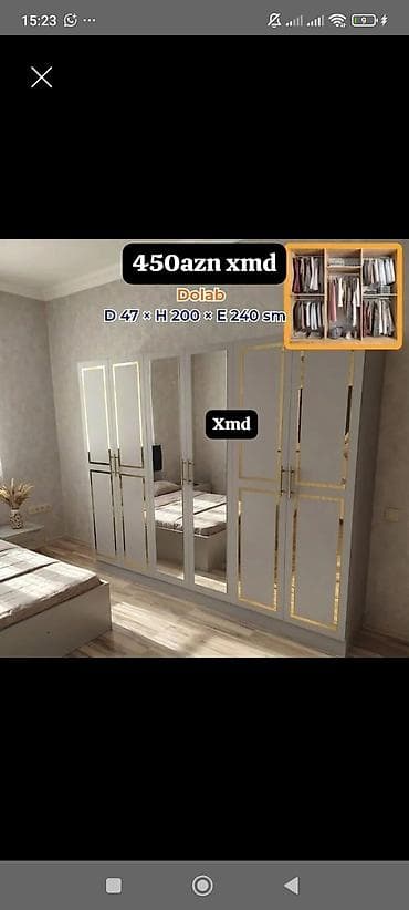 Dolab – zərif və müasir dizayna malik geniş geyim şkafı. Ölçüləri: - — 1