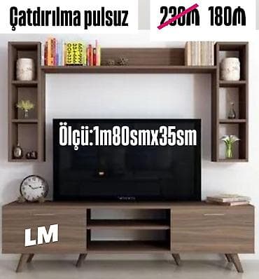 teze mebeller: Düz TV altlığı, Polkalı, Laminat — 1