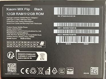 iphone pro max: Xiaomi Mix Flip, 512 GB, rəng - Qara, 
 İki sim kartlı — 3