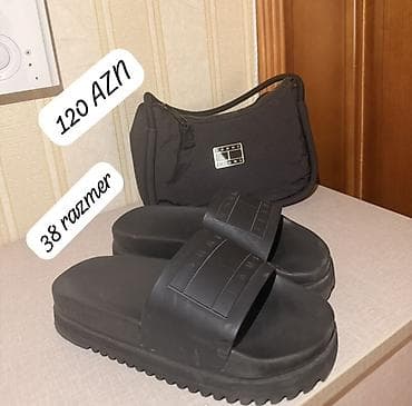 Tommy Jeans qadın seti • Dəst: qara mini çiyin çantası + qara slayd — 1