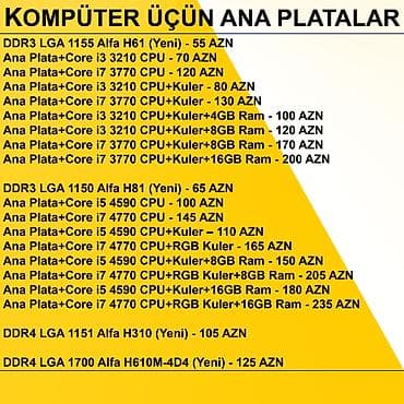 processor i7: Kompüter üçün Ana Platalar ⭐DDR3 LGA 1155 Alfa H61 (Yeni) - 55 AZN — 2