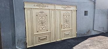 qapi darvaza: Dəmir Qaraj darvazası, Yana açılan, Mexaniki, rəng - Bej, Qapı ilə, Kredit yoxdur — 1