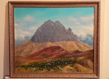 Haçadağ rəsmi. Rəsm əsəri kətan üzərində yağlı boya ilə çəkilmişdir