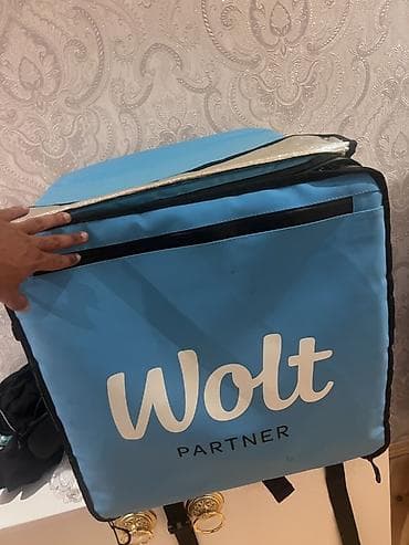 Оборудование для ресторанов, кафе: Wolt Partner termo çatdırılma çantası - Rəng: mavi, üzərində “Wolt — 1