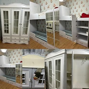 qoşa kravatlar: Oğlan və qız üçün, İşlənmiş, 2 təknəfərlik çarpayı, Dolab, Tumba — 1