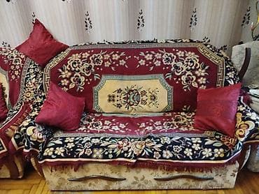 gencede divan: Klassik üslubda yumşaq mebel dəsti - Tərkibi: 3 yerlik divan və 2 — 1