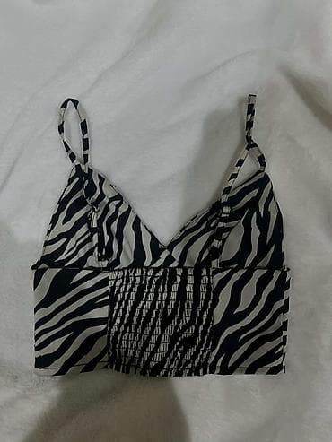 dian: Zebra naxışlı qadın crop top - Model: tənzimlənən nazik askılı — 1