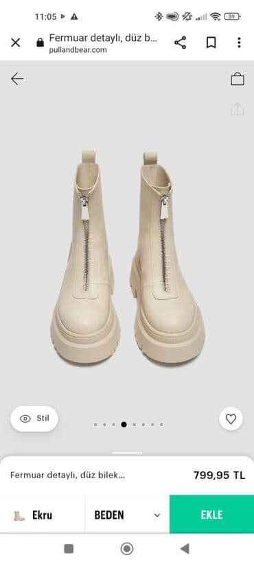 qiz ucun botlar: Pull&Bear, Ölçü: 40, rəng - Ağ, İşlənmiş — 4