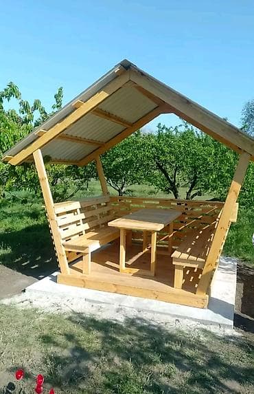 giris qapi: Açıq havada istirahət üçün taxta besedka/pavilyon - Material — 4