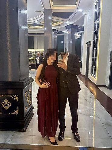 Bordo rəngli ziyafət/gecə dəsti – qadın üçün uzun paltar - Rəng