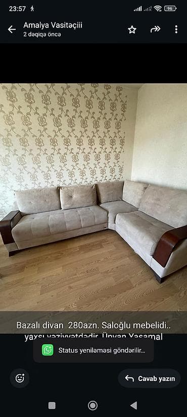 inter tekstil sumqayit: Künc divan, Açılan, Bazalı, Çatdırılma yoxdur — 1