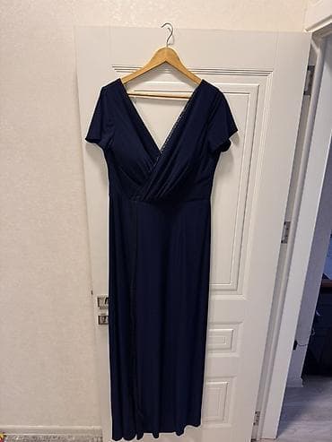 uzun sarafan: Tünd göy rəngdə zərif uzun don - Dizayn: Sarafan tipli, V formalı — 4