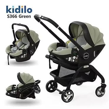 Kidilo S366 Green 3‑in‑1 uşaq arabası və avtokreslo sistemi 6 ay