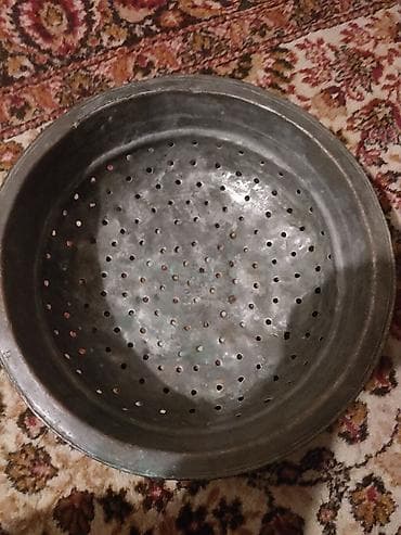 işləmiş şifir: Metal süzgəc/colander - Material: qalaylı metal (klassik mis-qalay — 1