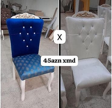 stul stol: Klassik dizaynlı yumşaq oturacaqlı taxta stullar. - Arxa hissə — 1