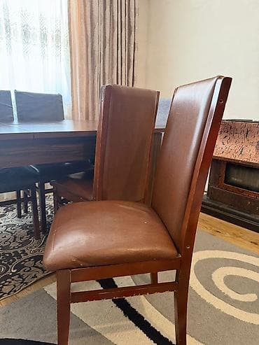 taxta stol stul satisi: Qonaq otağı üçün, İşlənmiş, Açılan, 6 stul — 7