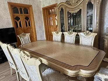 tek stullar: Klassik üslubda yemək otağı dəsti Tərkib: - Uzadılmış formalı iri — 6