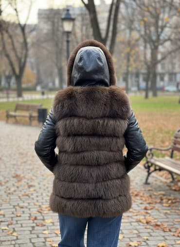 женские свитера с мехом: Шуба, цвет - Коричневый — 1