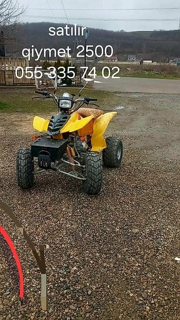 225 40 18: Sarı rəngli ATV (kvadrosikl) və qoşqu - Güclü benzin mühərriki, hava — 2